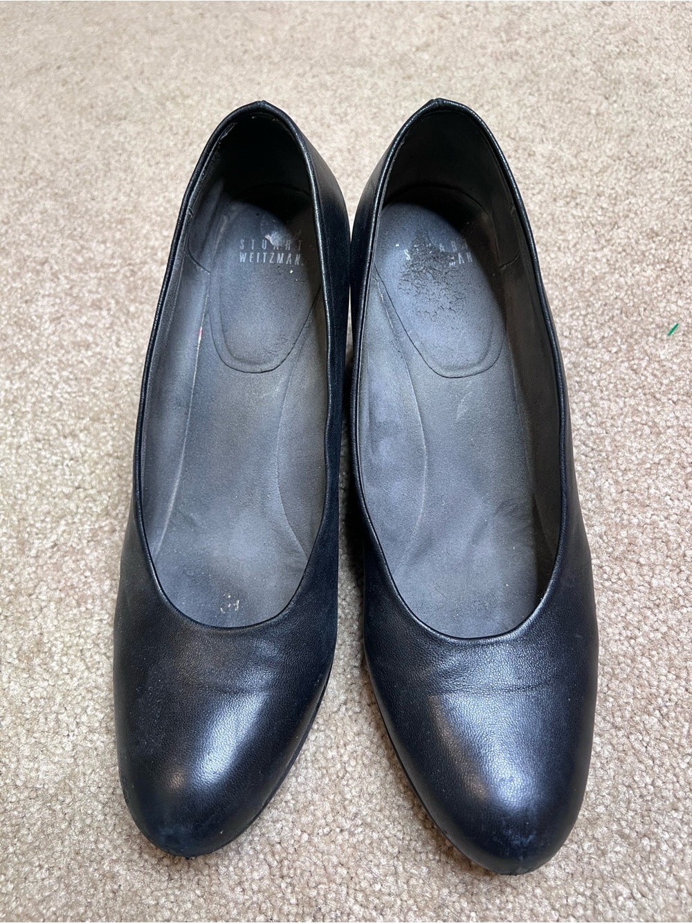 Stuart Weitzman Black Leather Women's Covered wedge heel